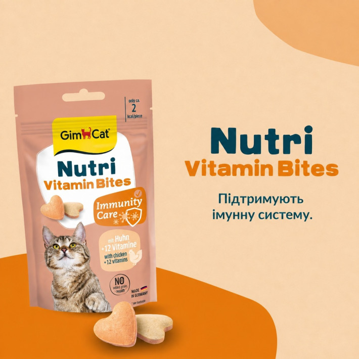 Мультивітамінні ласощі для дорослих котів GimCat Nutri Vitamin Bites, 40 г - фото №4