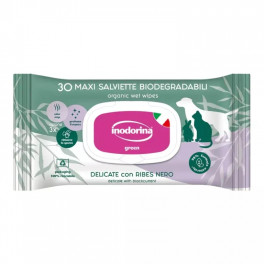 Влажные салфетки Inodorina Green Delicate с черной смородиной, 30 шт