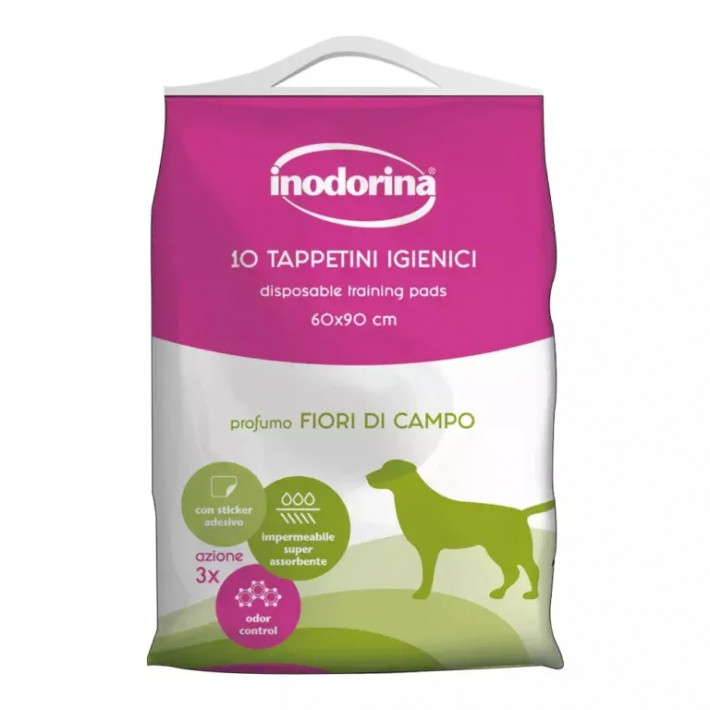 Гигиенические впитывающие пеленки Inodorina Training Pads Wild Flower с ароматом цветов, 60х90 см
