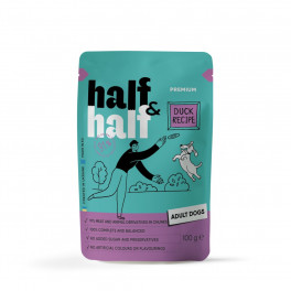 Корм вологий Half and Half, Duck in Gravy for Adult Dogs, шматочки качки в соусі для дорослих собак, 100 г - фото №1