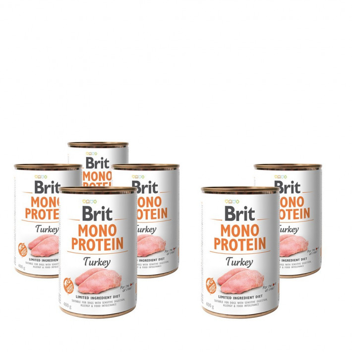 Вологий корм Brit Mono Protein Dog з індичкою для собак, 6х400 г