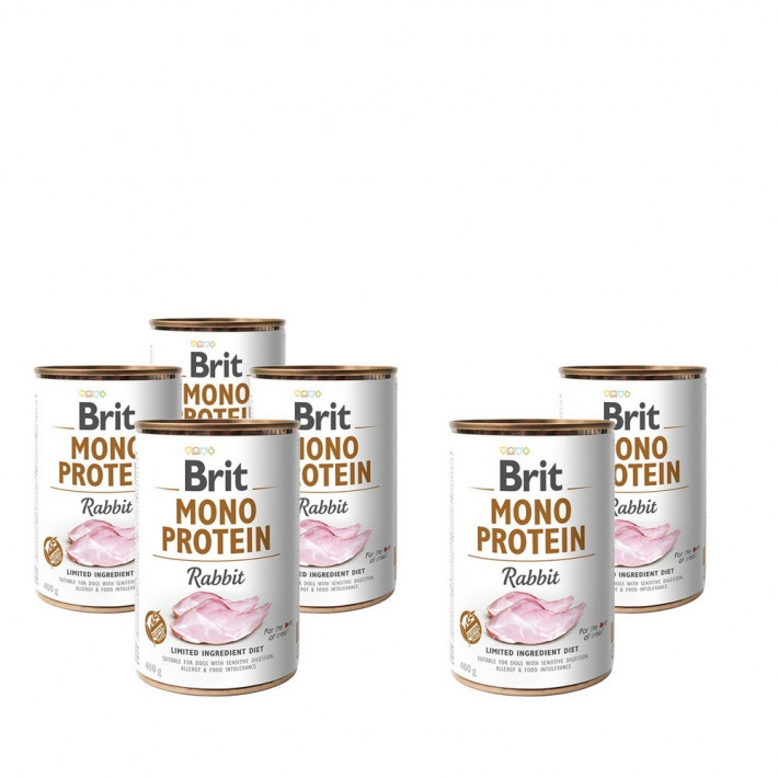 Вологий корм Brit Mono Protein Dog з кроликом для дорослих собак (набір 6 шт)