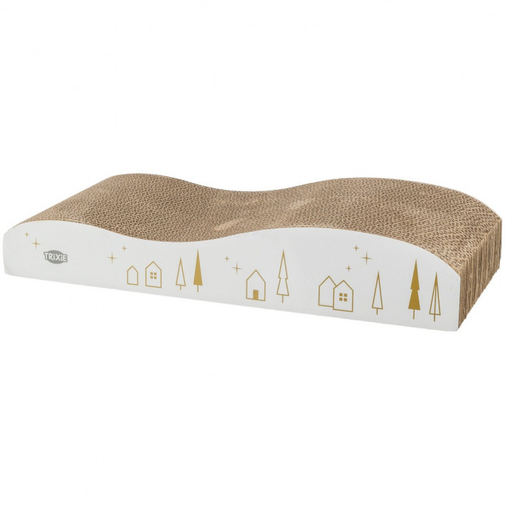 Кігтеточка-хвиля Trixie для котів Різдвяна картонна біло-золота