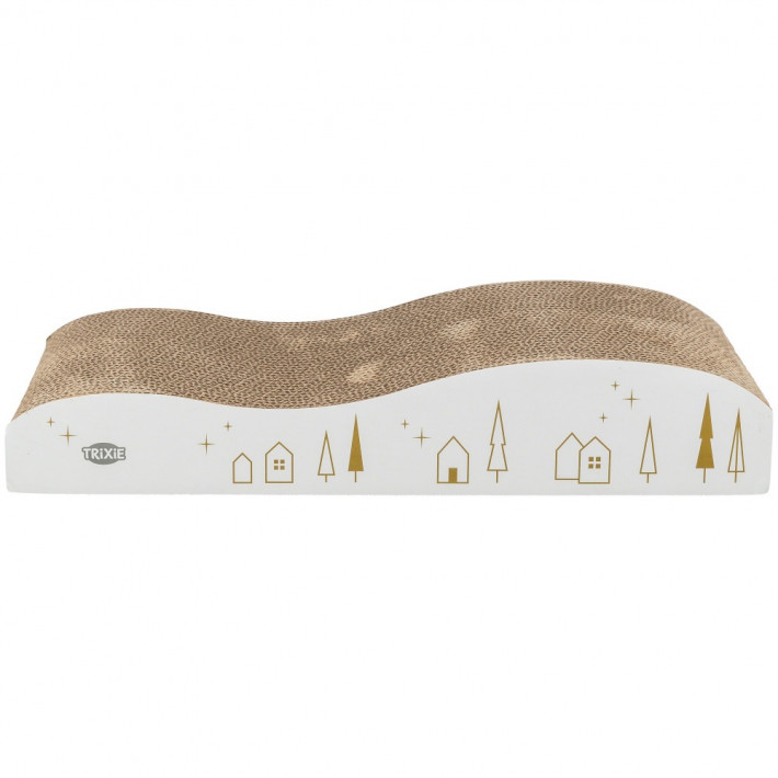 Кігтеточка-хвиля Trixie для котів Різдвяна картонна біло-золота - фото №2