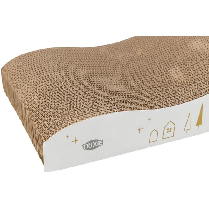 Кігтеточка-хвиля Trixie для котів Різдвяна картонна біло-золота - фото №6