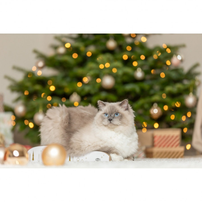 Кігтеточка-хвиля Trixie для котів Різдвяна картонна біло-золота - фото №8