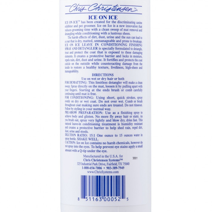 Кондиціонер Chris Christensen Ice On Ice Concentrate для собак та котів - фото №4