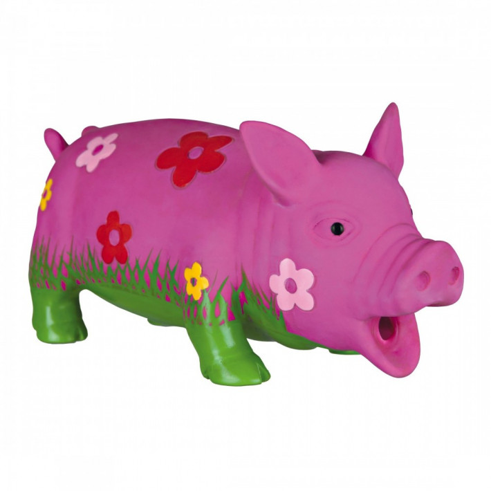 Игрушка для собак Trixie Поросенок с цветами и пищалкой, латекс, 20 см