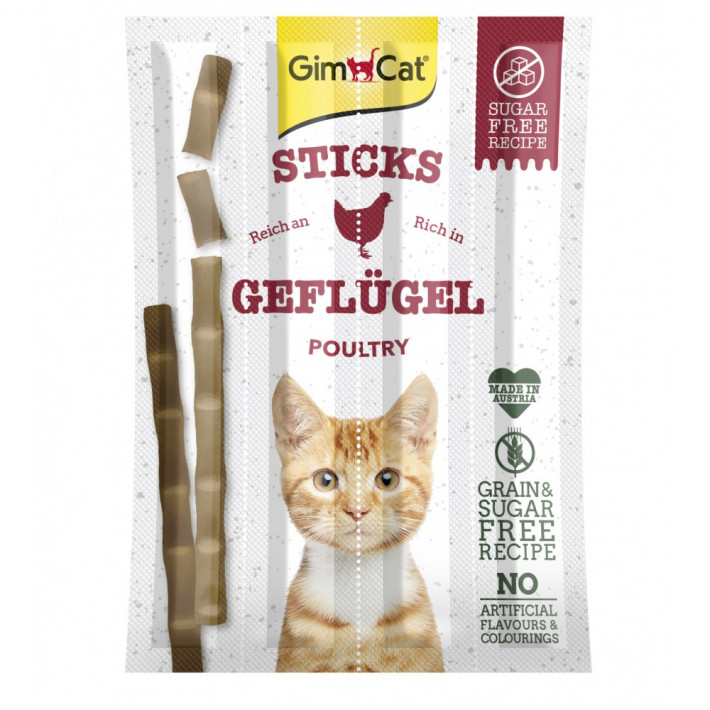 Ласощі GimCat для котів палички з м'ясом птиці, 4 шт по 5 г