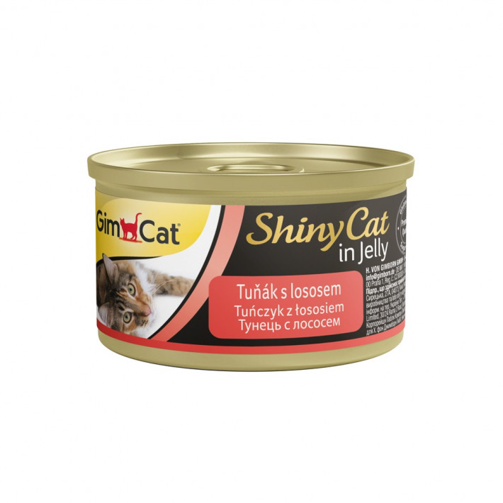 Влажный корм для кошек GimCat Shiny Cat с тунцом и лососем в желе, 70 г
