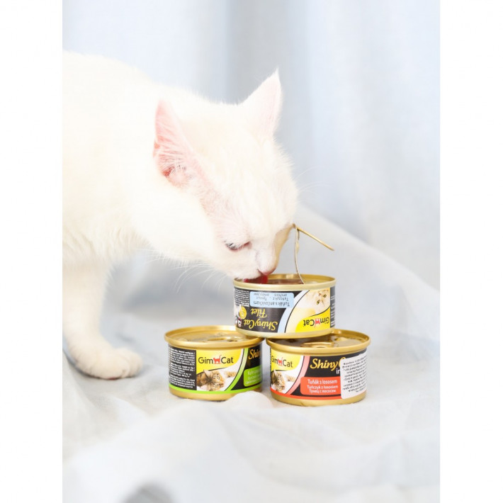 Влажный корм для кошек GimCat Shiny Cat с тунцом и лососем в желе, 70 г - фото №4