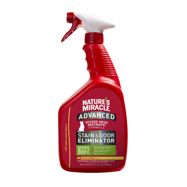 Средство Nature’s Miracle ADV Cat Stain and Odor Eliminator Spray Lemon для удаления пятен и запахов от кошек