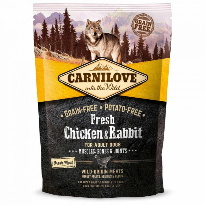 Сухой корм Carnilove Fresh Chicken and Rabbit для взрослых собак всех пород, 1,5 кг