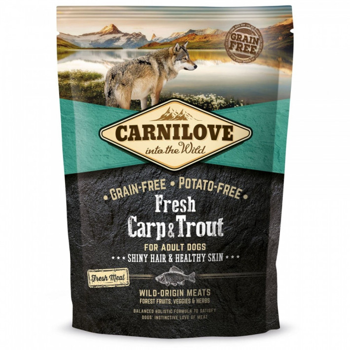 Сухий корм Carnilove Fresh Carp and Trout для дорослих собак усіх порід з коропом та фореллю, 1,5 кг