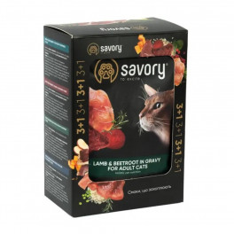 Набір паучів з ягнятими та буряком Savory Adult 3+1