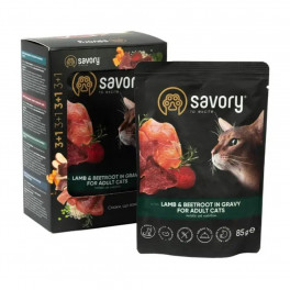 Набір паучів з ягнятими та буряком Savory Adult 3+1