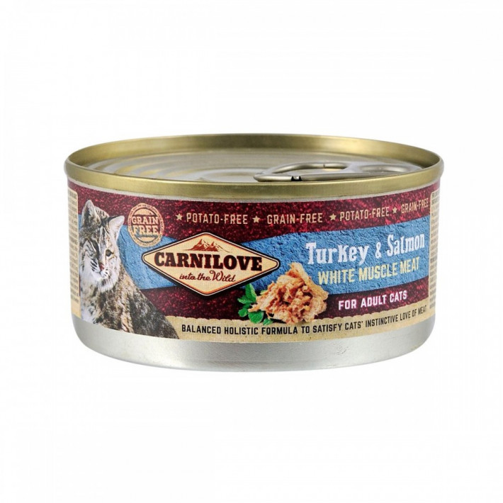 Вологий корм Carnilove Cat для дорослих котів з індичкою та лососем, 100 г