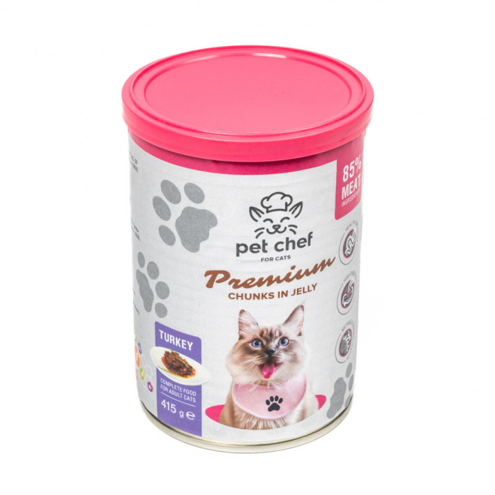 Вологий корм для котів Pet Chef з індичкою в желе, 415 г - фото №5