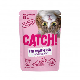 Влажный корм Catch! 3 вида мяса с овощами в желе 85 г