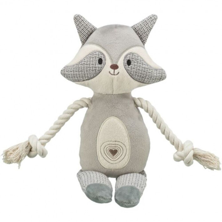 Игрушка для собак Енот с пищалкой и канатом Trixie, серая, 33 см