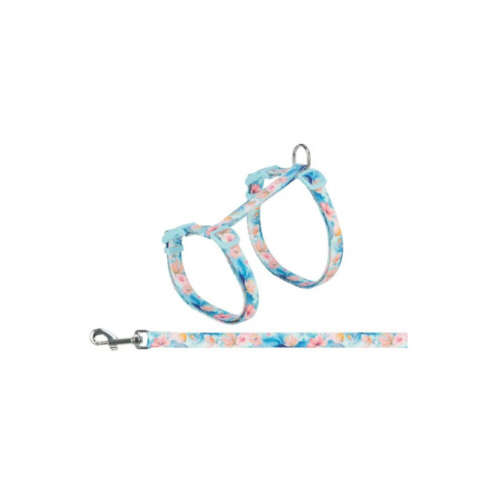 Шлейка с поводком Trixie для кошек с цветочным дизайном (нейлон, 35-59 см) - фото №4