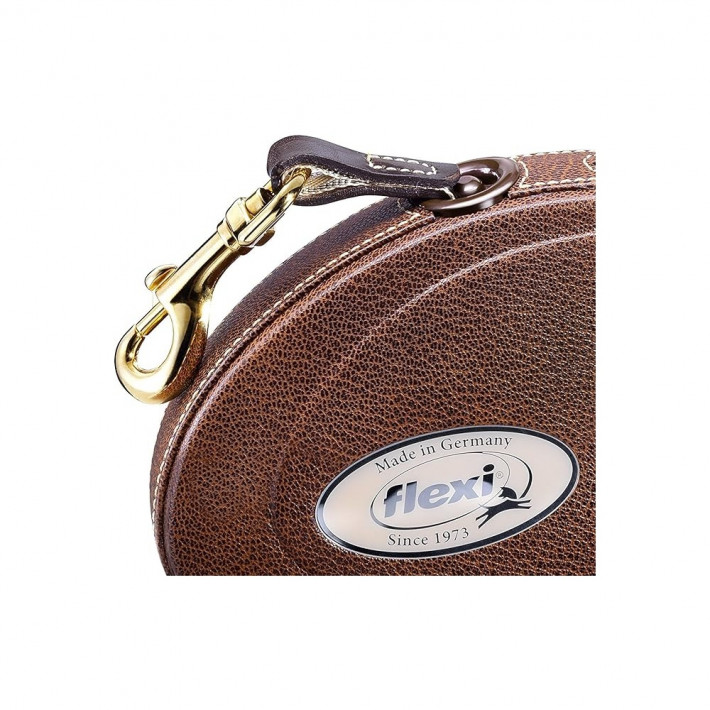Повідець-рулетка Flexi Leather для собак (розмір М, 5 м, до 25 кг), темно-коричневий - фото №2
