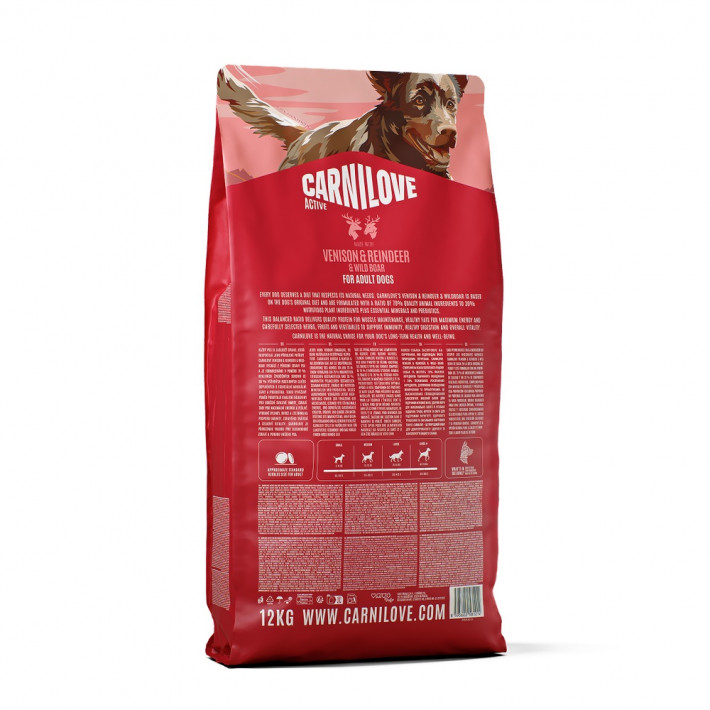 Корм сухий Carnilove Active Venison & Reindeer & Wild Boar Active Adults для активних собак, оленина та дикий кабан 12 кг - фото №2