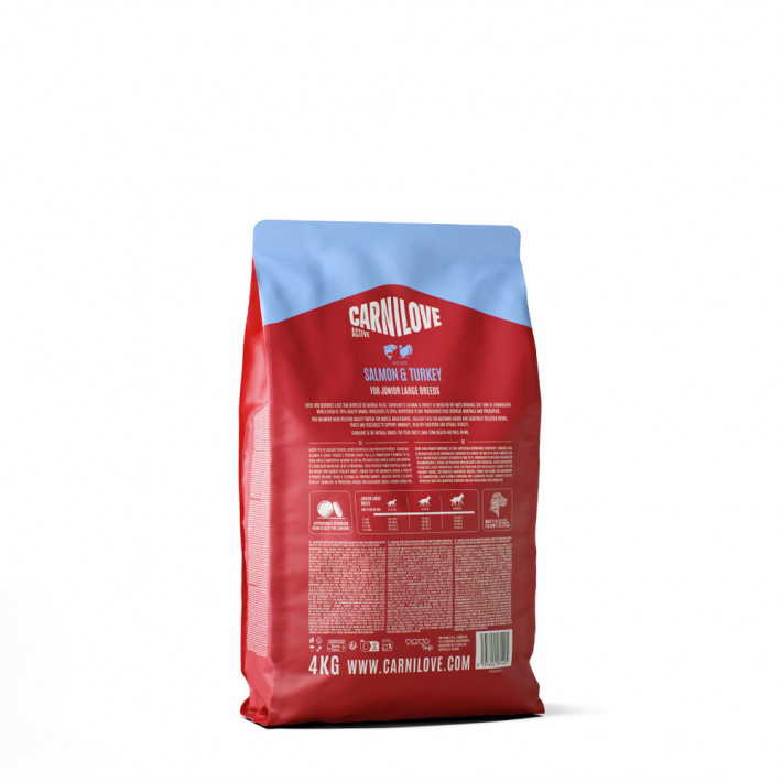 Сухий корм Carnilove Active Salmon & Turkey Junior Large Breed для молодих собак великих порід, лосось та індичка, 4 кг - фото №2