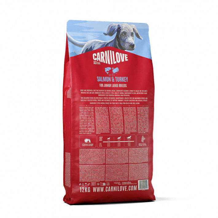 Сухой корм Carnilove Active Salmon & Turkey Junior Large Breed для молодых собак крупных пород, лосось и индейка, 12 кг - фото №2