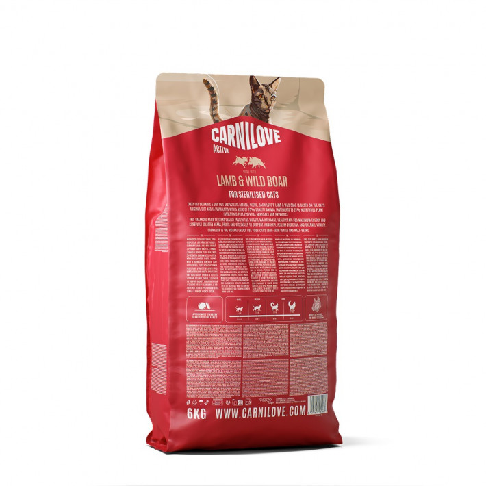 Сухий корм Carnilove Active Lamb & Wild Boar Sterilised для стерилізованих котів, ягня та дикий кабан, 6 кг - фото №2