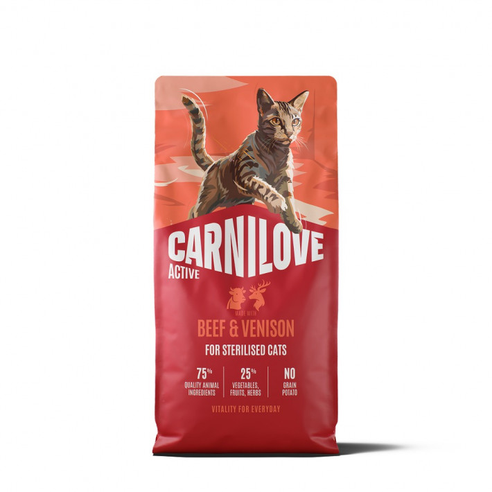 Сухой корм для стерилизованных кошек Carnilove Active Beef & Venison Sterilised, говядина и оленина, 6 кг