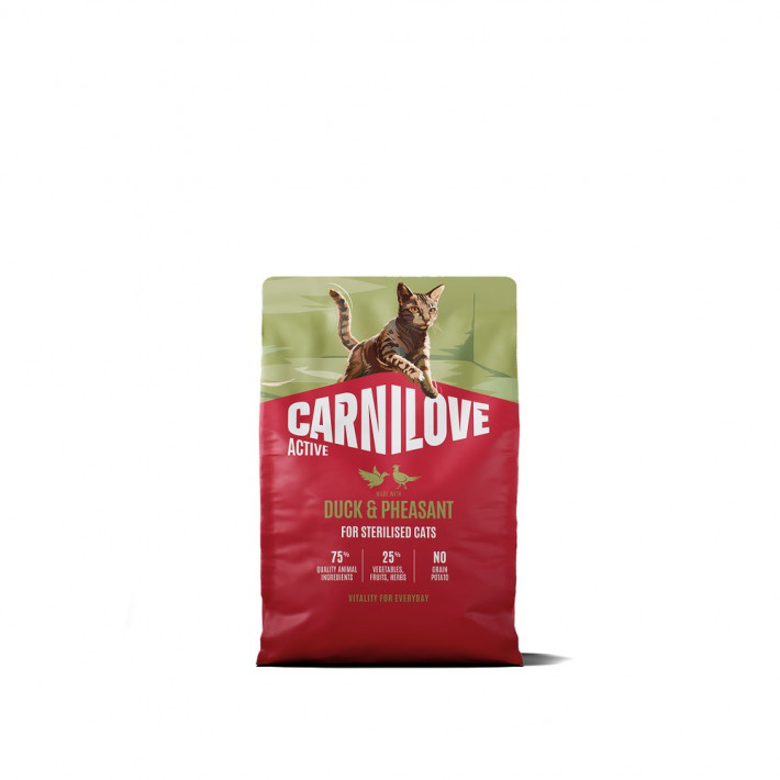Корм сухий Carnilove Active Duck & Pheasant Sterilised для стерилізованих котів (качка та фазан), 2 кг