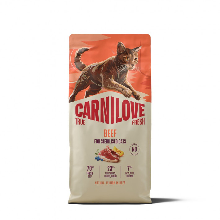 Корм сухий Carnilove True Fresh Beef Sterilised для стерилізованих котів з яловичиною, 6 кг