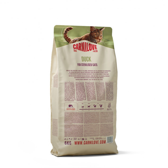 Сухий корм Carnilove True Fresh Duck Sterilised для стерилізованих котів з качкою, 6 кг - фото №2