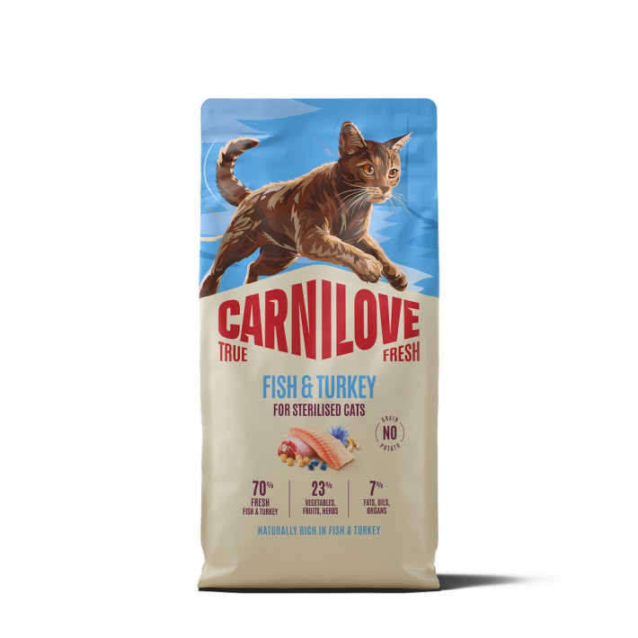 Сухой корм Carnilove True Fresh Fish & Turkey Sterilised для стерилизованных котов, рыба и индейка, 6 кг