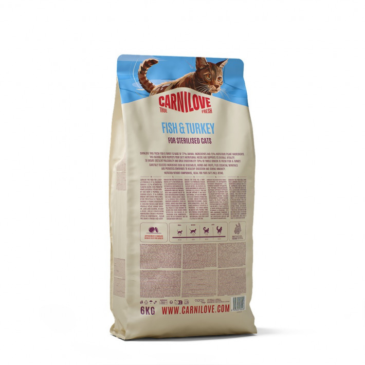 Сухой корм Carnilove True Fresh Fish & Turkey Sterilised для стерилизованных котов, рыба и индейка, 6 кг - фото №2