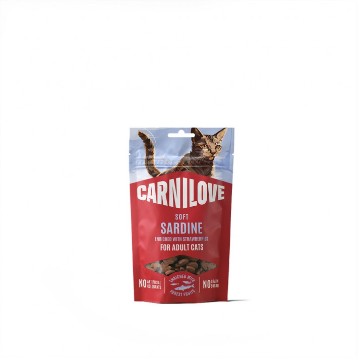 М'які ласощі для котів Carnilove Soft Snack Sardine with Strawberry, сардина та полуниця, 50 г