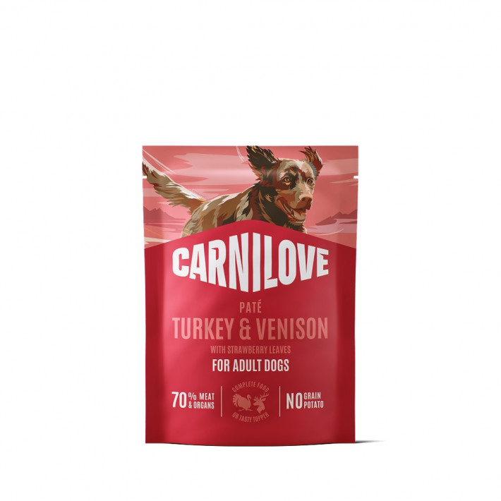 Вологий корм для собак Carnilove Turkey & Venison з листям полуниці, 300 г