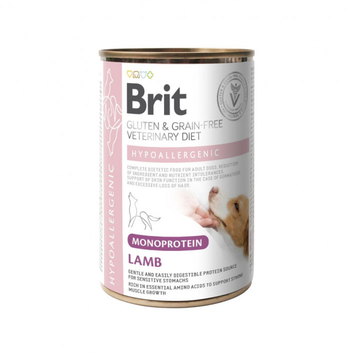 Влажный гипоаллергенный корм для собак Brit VetDiet Hypoallergenic Lamb с ягненком, 400 г