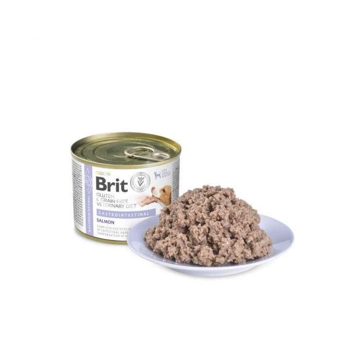 Влажный лечебный корм Brit VetDiet Gastrointestinal с лососем для собак, 200 г - фото №2