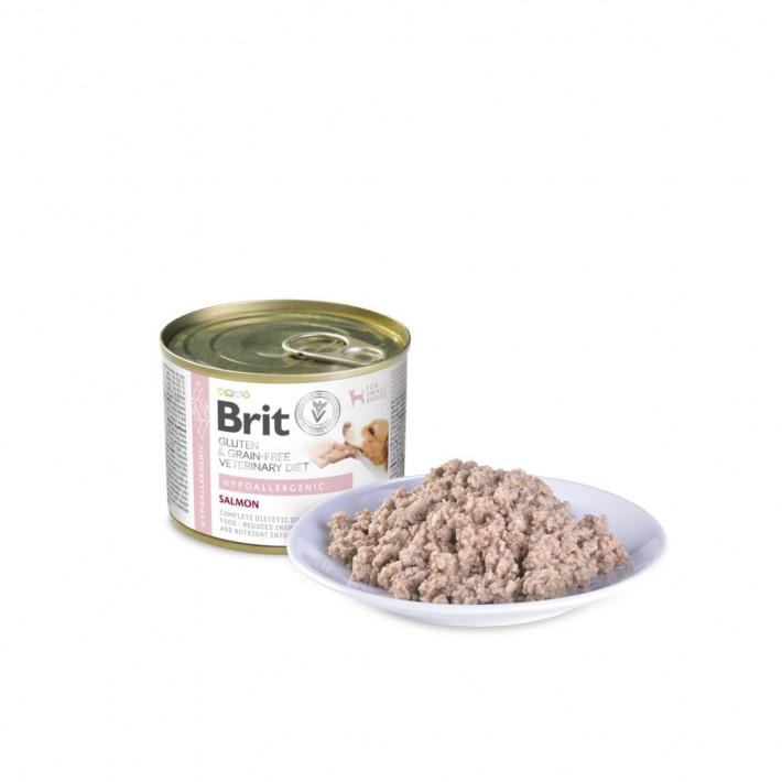 Влажный гипоаллергенный корм для собак Brit VetDiet Hypoallergenic с лососем 200 г - фото №2