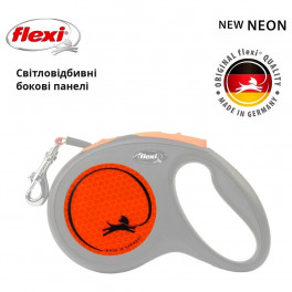 Повідець-рулетка Flexi New Neon (S, 5м, 15кг, оранжевий)