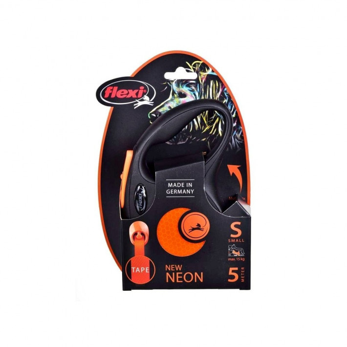 Повідець-рулетка Flexi New Neon стрічка оранжева S 5 м/15 кг - фото №5