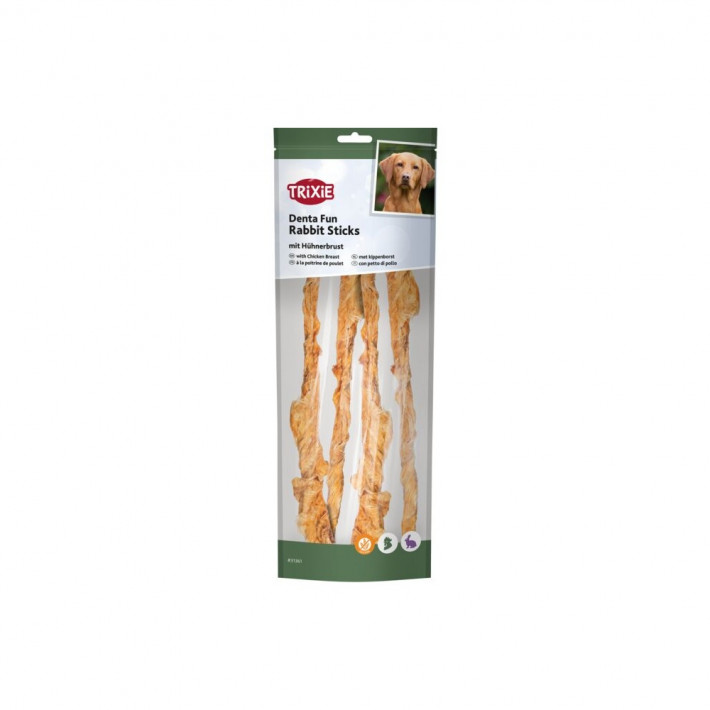Лакомства Trixie Denta Fun для собак палочки кроличьи с куриной грудкой, 100 г