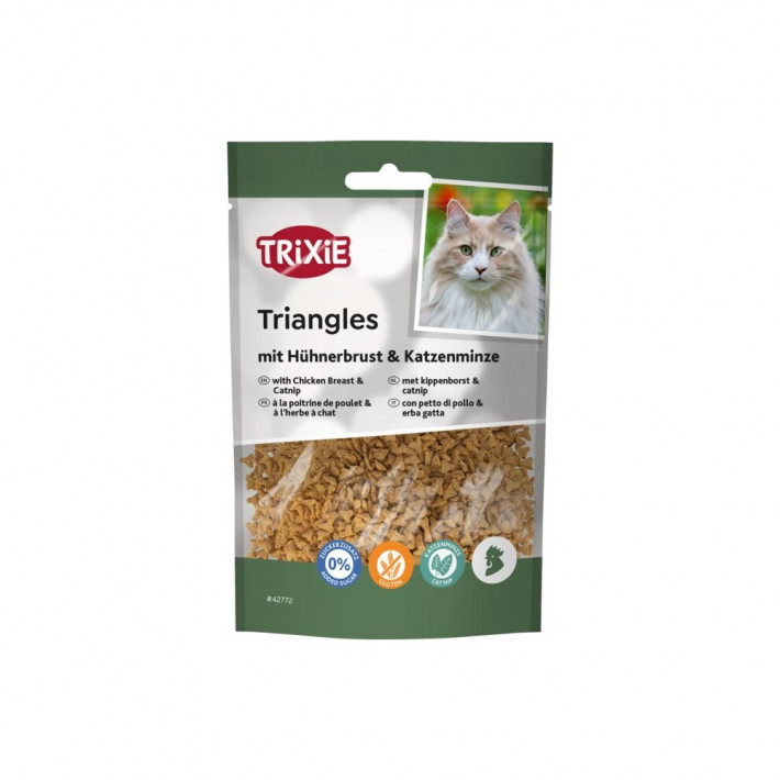 Лакомства Trixie Triangles для кошек треугольники с куриным филе и кошачьей мятой 50 г