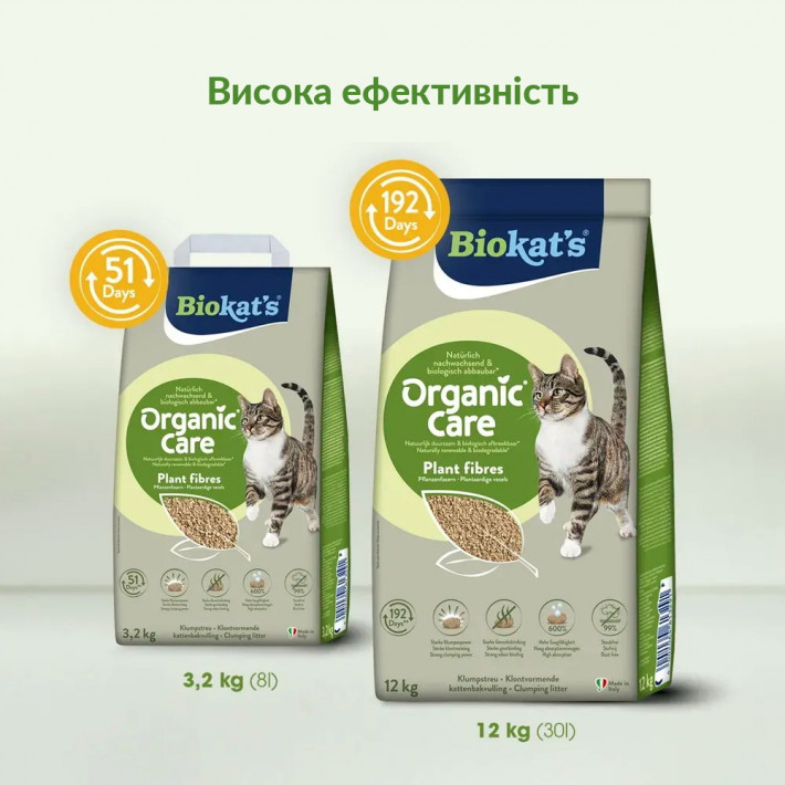 Растительный наполнитель для кошачьего туалета Biokat's Organic Care, 8л/3.2кг - фото №6