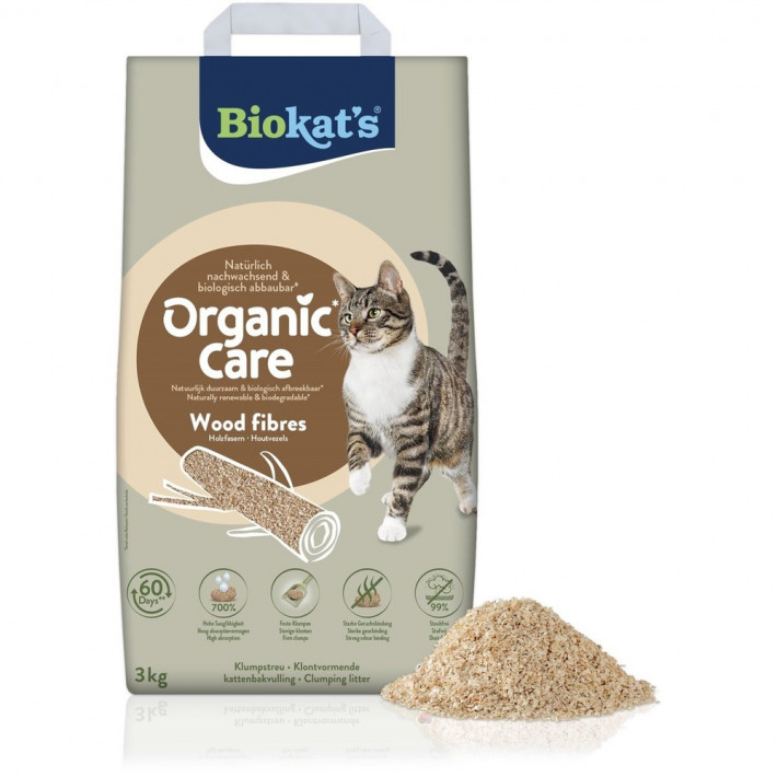 Древесный наполнитель для кошек Biokat's Organic Care, 8л/3кг - фото №2