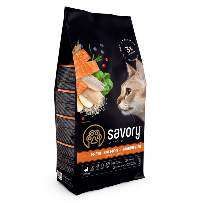 Сухий корм Savory Kitten rich in Fresh Salmon with Marine Fish для кошенят всіх порід