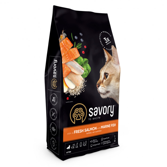 Корм сухий Savory Kitten rich in Fresh Salmon with Marine Fish для кошенят всіх порід