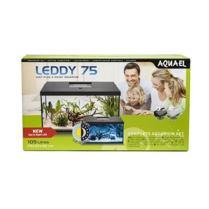 Акваріумний набір Aquael Leddy Plus 75 D&N 2.0 чорний з освітленням, фільтром та нагрівачем 75х35х40 см - фото №4